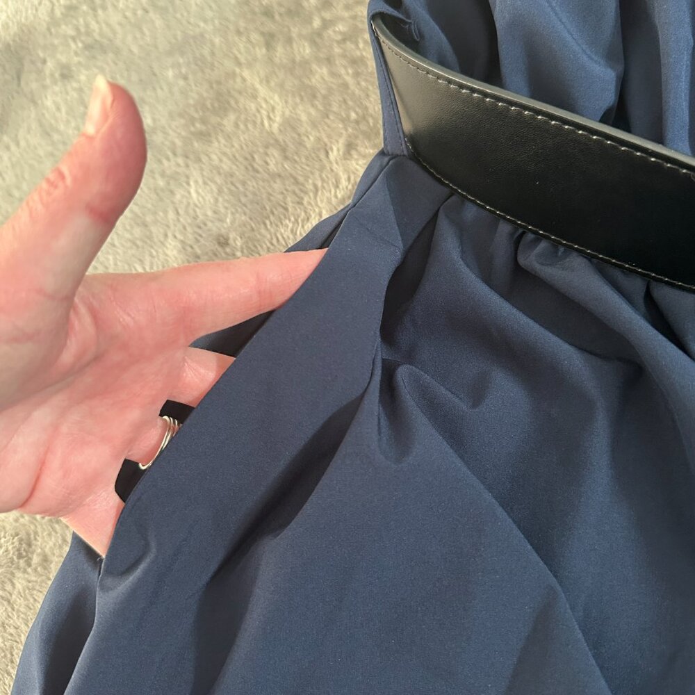 NWT Calvin Klein Belted Full Midi Dress Women's size 16 Navy Blue Classic Career - Picture 6 of 7